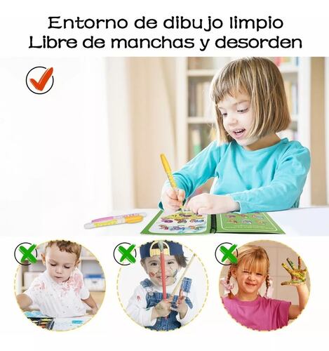 Libro Dibujo Agua Graffiti Pizarron Mágica Niños 4 Pzs Multicolor