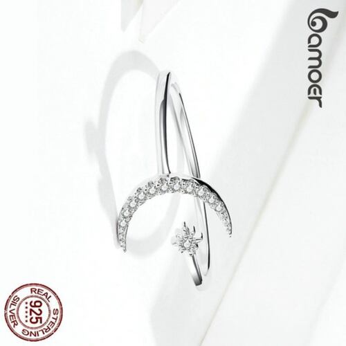Anillo De Luna Y Estrella Vintage De Plata 925 Mini Luna 