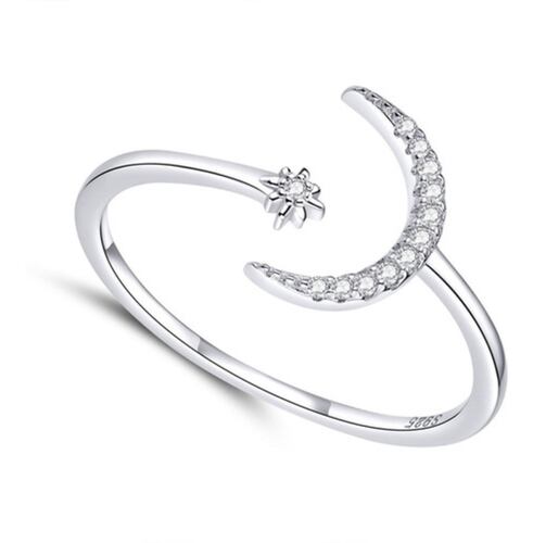 Anillo De Luna Y Estrella Vintage De Plata 925 Mini Luna 