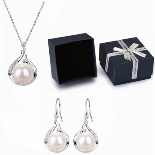 Conjunto De Joyas De Mujer De Pearl De Plata Esterlina 925  perla Plata Blanco