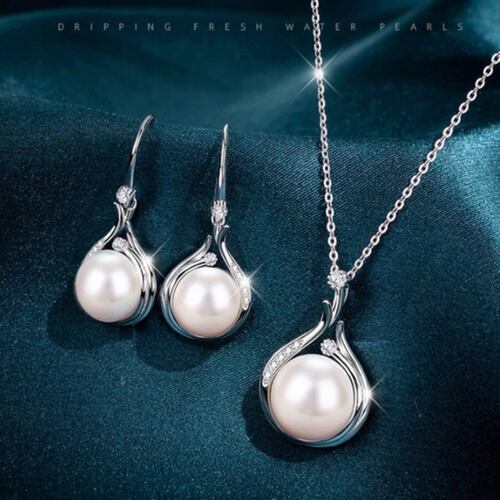 Conjunto De Joyas De Mujer De Pearl De Plata Esterlina 925  perla Plata Blanco