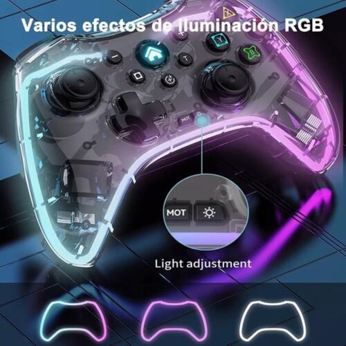 Control Inalámbrico Gamepad Para Switch/pc Rgb Transparente