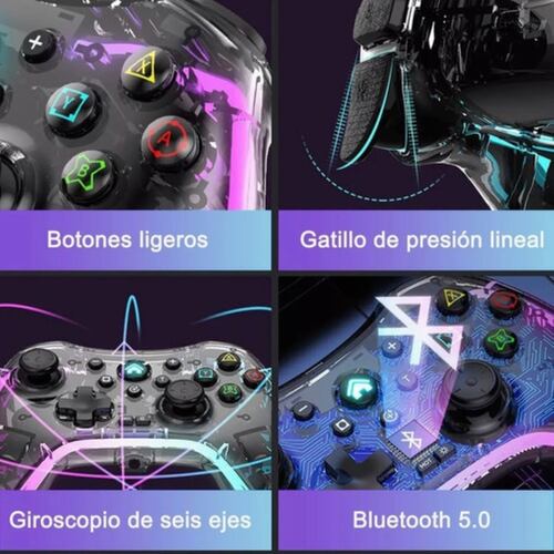 Control Inalámbrico Gamepad Para Switch/pc Rgb Transparente