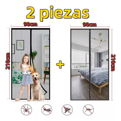 Malla Mosquitera/mosquitero Magnetico 2pz Negro