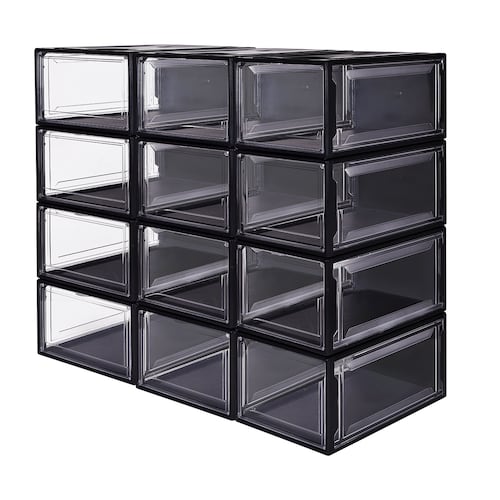 AGBOX Zapateras Apilables Premium Alexa 12 Pack Negro ZAP12N