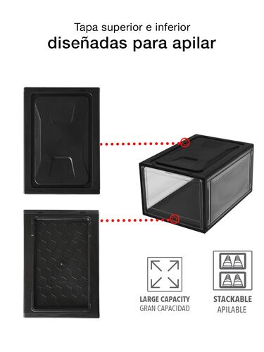 AGBOX Zapateras Apilables Premium Alexa 12 Pack Negro ZAP12N