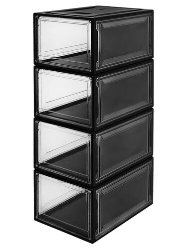 AGBOX Zapateras Apilables Premium Alexa 12 Pack Negro ZAP12N