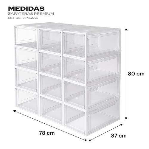 AGBOX Zapateras Apilables Premium Alexa 12 Pack Blanco ZAP12BL.