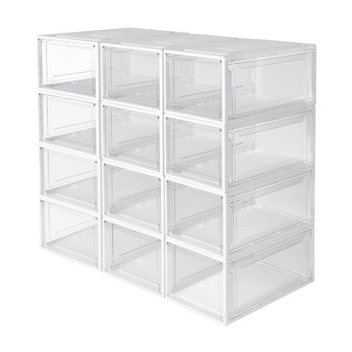 AGBOX Zapateras Apilables Premium Alexa 12 Pack Blanco ZAP12BL.