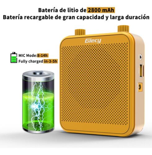 Amplificador De Voz Portátil Recargable Audio Bluetooth Amarillo