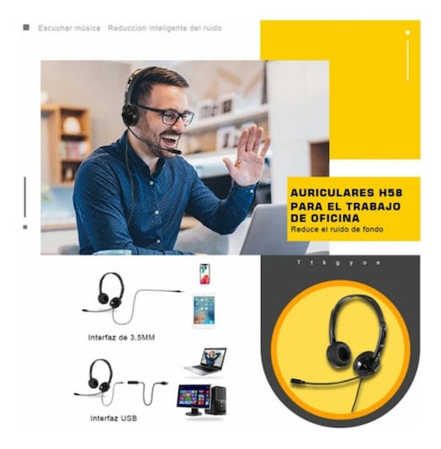 Audífonos Alámbricos Diadema Con Micrófono Negro
