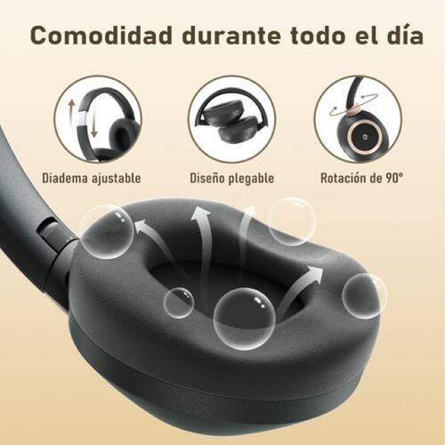 Audífonos Inalámbricos Bluetooth Diadema Con Microfono Negro, Dorado