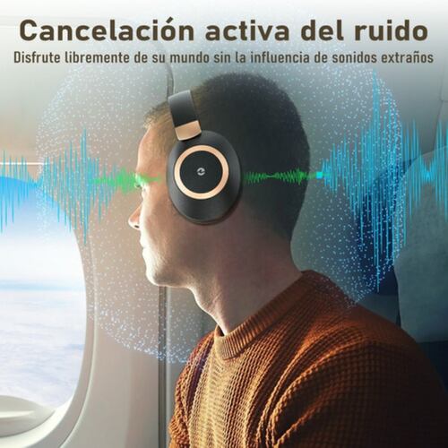 Audífonos Inalámbricos Bluetooth Diadema Con Microfono Negro, Dorado