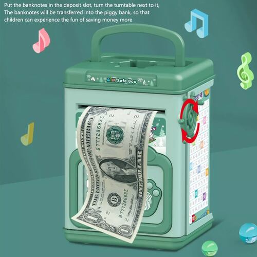 Alcancia Electronica Automatica Cajero Caja Fuerte Para Niño Verde