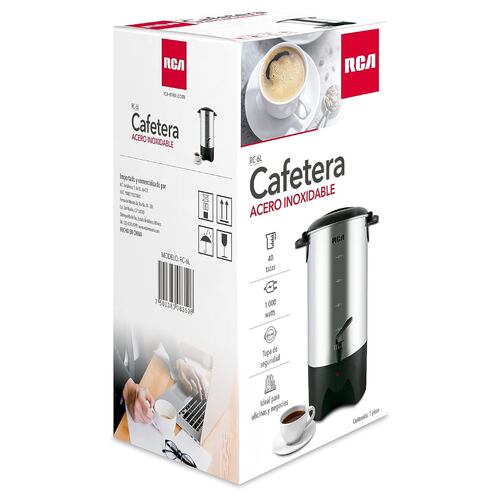 Cafetera Percoladora RCA Acero Inoxidable 6L 40 Tazas RC-6L