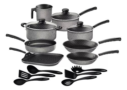 Bateria De Cocina Antiadherente 27899-361 17 Piezas Gris