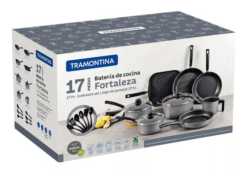 Bateria De Cocina Antiadherente 27899-361 17 Piezas Gris