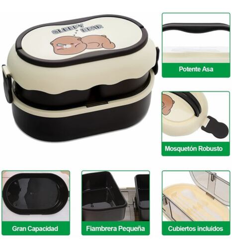 Lunch Box Infantil Fiambrera Escuela Con Cubiertos 1600ml Rojo 