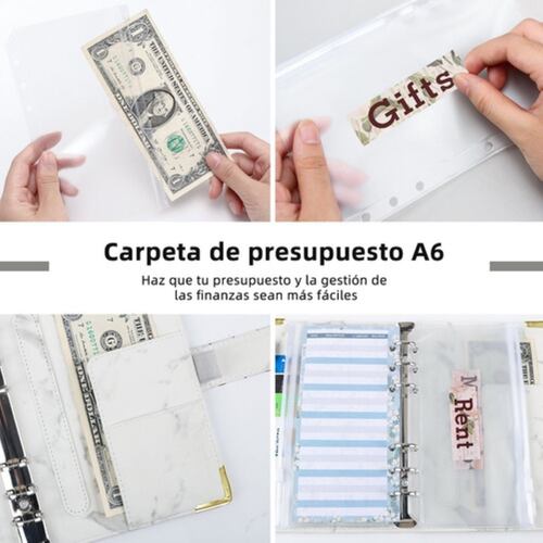 Bolsa De Carpeta Con Cremallera Carpeta A6 Organigastos Blanco marmol