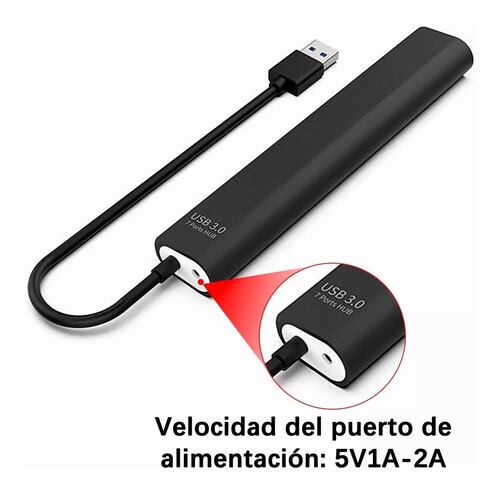 Multi Usb 3.0 Hub Divisor De 7 Puertos Velocidad De 5 Gbps Negro
