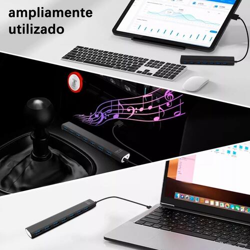 Multi Usb 3.0 Hub Divisor De 7 Puertos Velocidad De 5 Gbps Negro