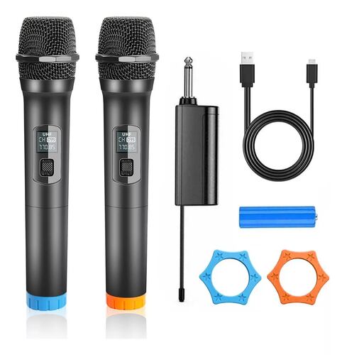 Micrófonos Inalámbricos Uhf Micrófono Dinámico Cantante Negro