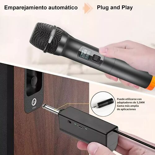 Micrófonos Inalámbricos Uhf Micrófono Dinámico Cantante Negro
