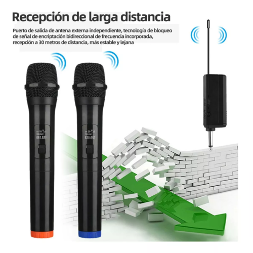 Micrófonos Inalámbricos Uhf Micrófono Dinámico Cantante Negro
