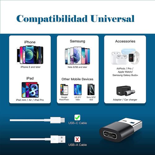 Adaptador Usb Tipo C Hembra A Usb Macho Negro