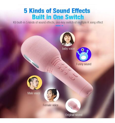 Microfono Inalambrico Karaoke Bocina Bluetooth Mp3 Celular Rosa
