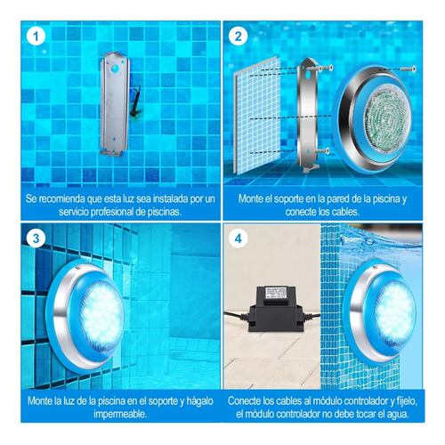 Lampara Para Alberca Rgb + Transformador Control Remoto