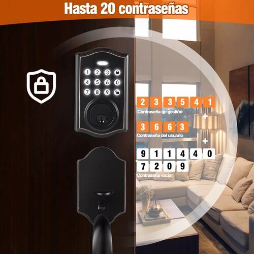 Cerradura Inteligente De Seguridad De Entrada Con Manija