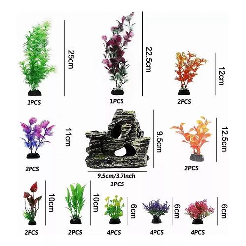 Kit 30 Pcs Plantas Artificiales Decorativas Acuario Pecera