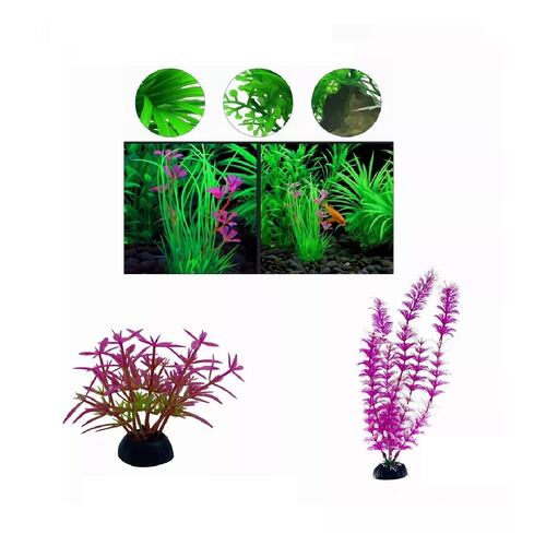 Kit 30 Pcs Plantas Artificiales Decorativas Acuario Pecera
