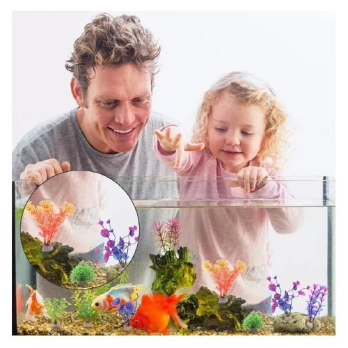 Kit 30 Pcs Plantas Artificiales Decorativas Acuario Pecera