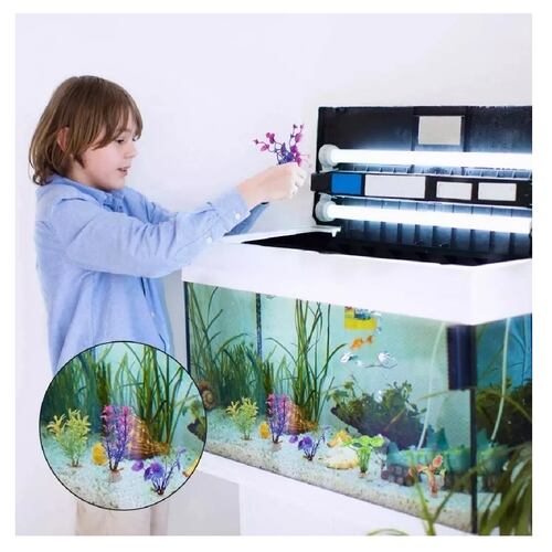 Kit 30 Pcs Plantas Artificiales Decorativas Acuario Pecera