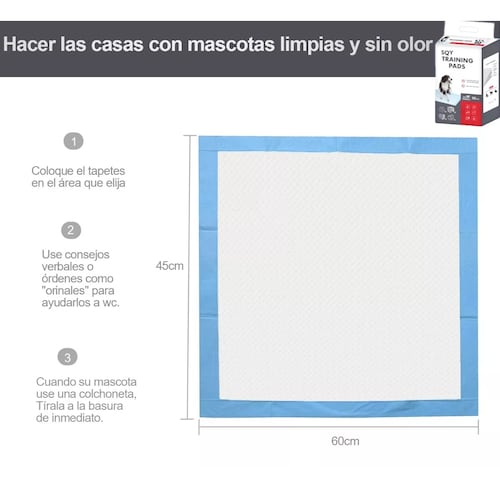 Paquete Tapetes Entrenadores Para Perros Gatos Mascotas 50 Pzas