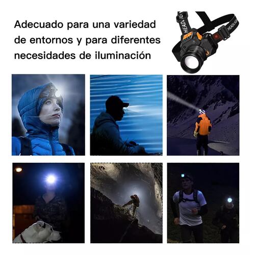 Lámpara Led Cabeza Minera Recargable Descargable Impermeable