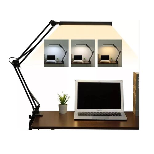 Lámpara De Escritorio Led Con Brazo Oscilante De 360, 3 Modo Negra