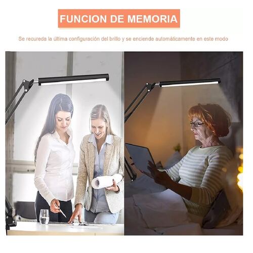 Lámpara De Escritorio Led Con Brazo Oscilante De 360, 3 Modo Negra