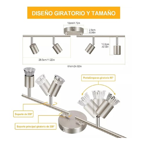 Iluminación De Riel Led De 4 Luces