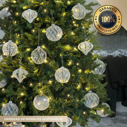 Set con 6 Esferas de Cristal Decoración Navideña 10 cm para Árbol de Navidad (Escarcha) ESQUIMAL