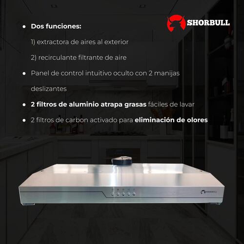 Campana Extractora Empotrable Acero 50 cm SHORBULL.