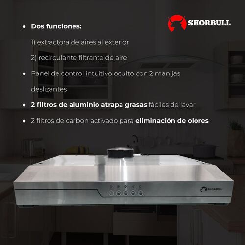 Campana Extractora Empotrable Acero 60 cm SHORBULL.