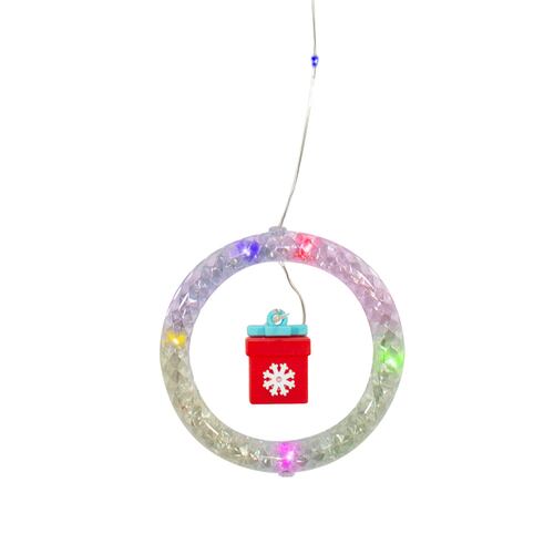 Cortina Serie Luz Aros Led Multicolor Figuras Navideñas 3mts
