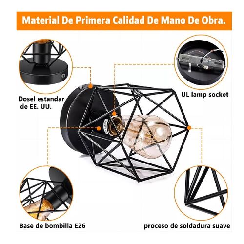 Set 3 Lámparas Colgante Metal Jaula Lámpara De Techo