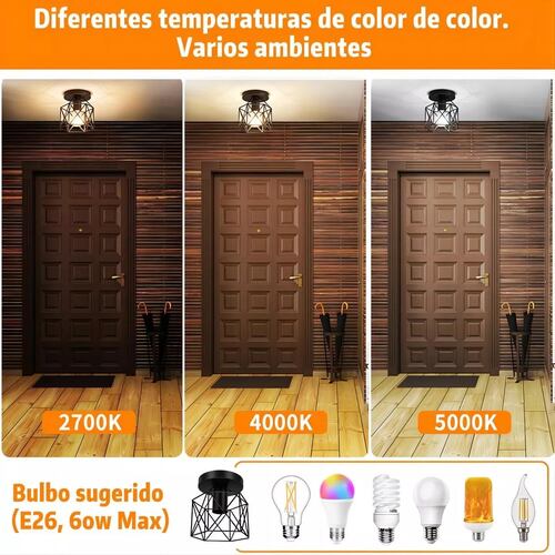 Set 3 Lámparas Colgante Metal Jaula Lámpara De Techo
