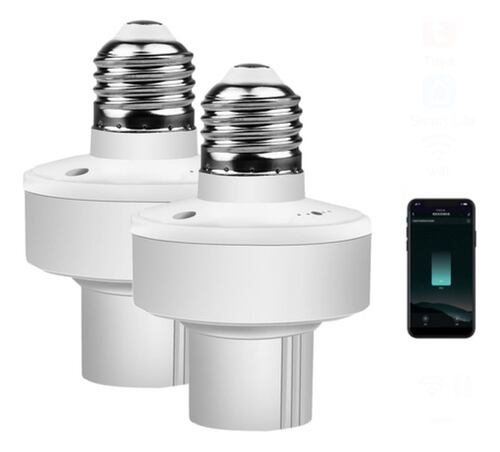 2pcs Socket Inteligente Wifi E27/e26 Adaptador De Foco Led Blanco