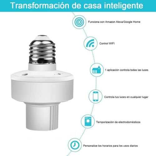 2pcs Socket Inteligente Wifi E27/e26 Adaptador De Foco Led Blanco