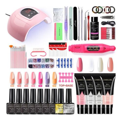 Kit De Uñas Completo Poligel Lamparas Leds Kit Uñas 40 Pzs